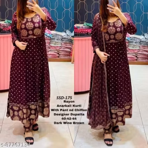 Elegant Women's Anarkali Kurta with Pant and Dupatta Set | Ethnic Wear for Festive & Party