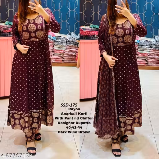 Elegant Women's Anarkali Kurta with Pant and Dupatta Set | Ethnic Wear for Festive & Party